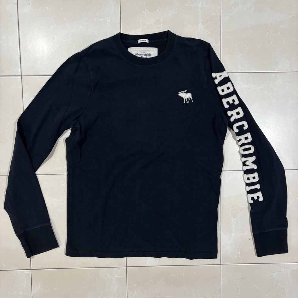 ABERCROMBIE & FITCH VTG Y2K MUSCLE LONG SLEEVE EMBROIDERED CLASSIC T SHIRT SZ L